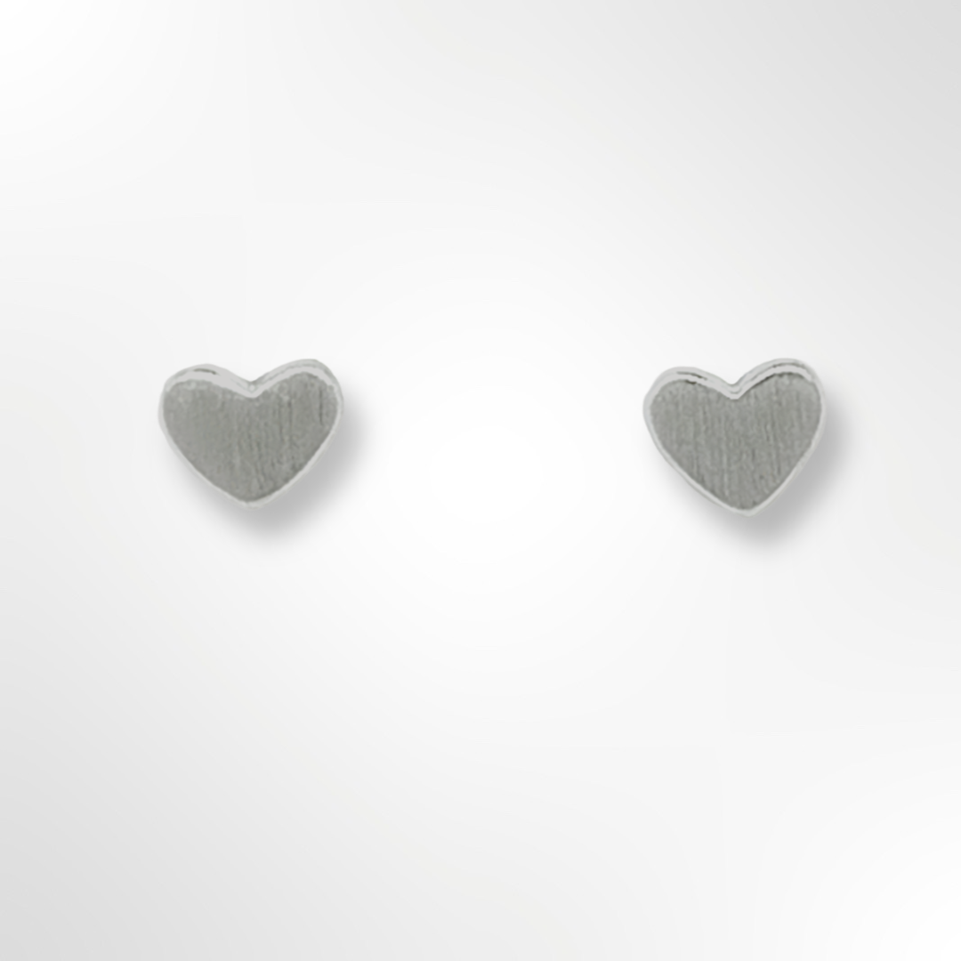 Silver Small Satin Heart Stud Earrings
