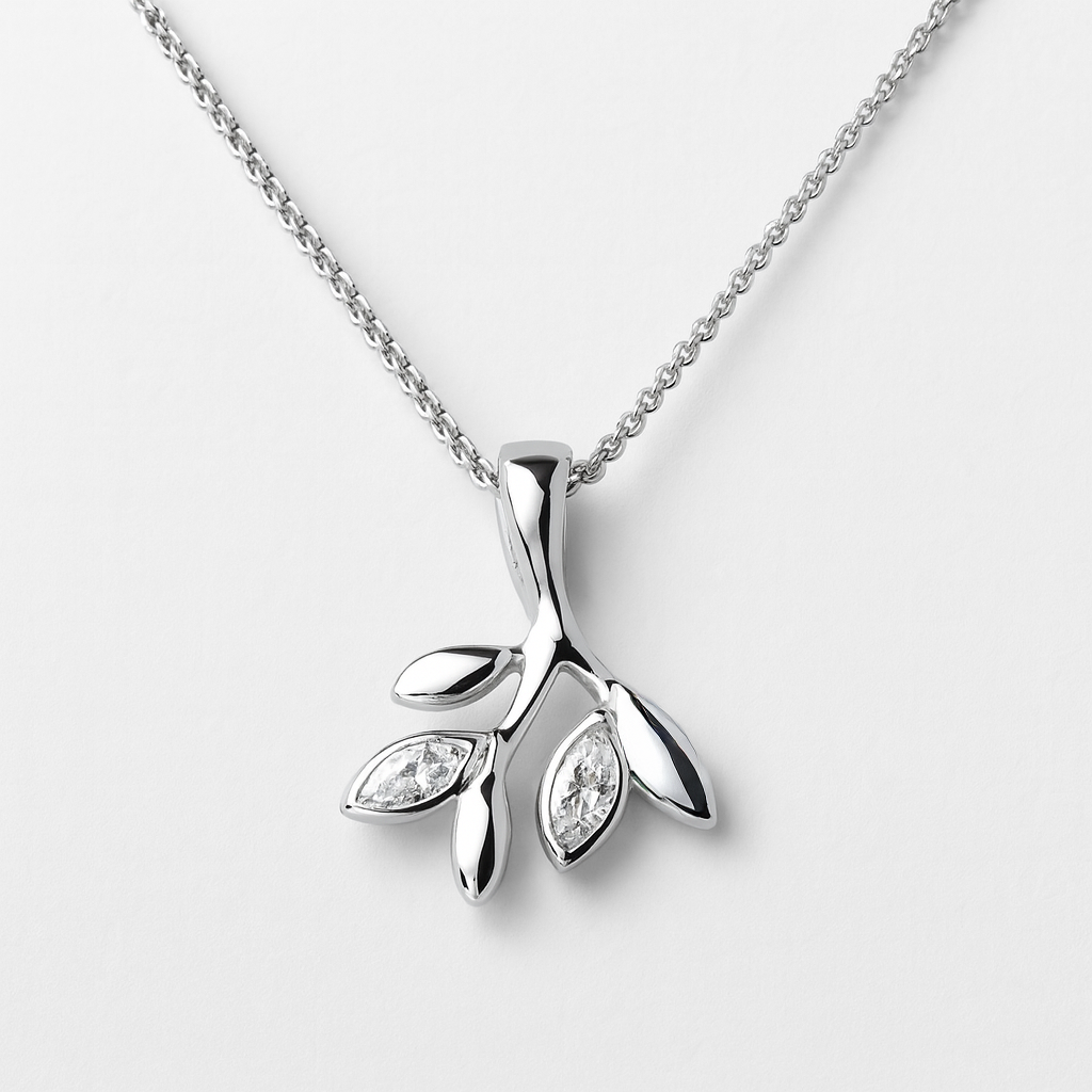 Silver Heather CZ Pendant & Chain