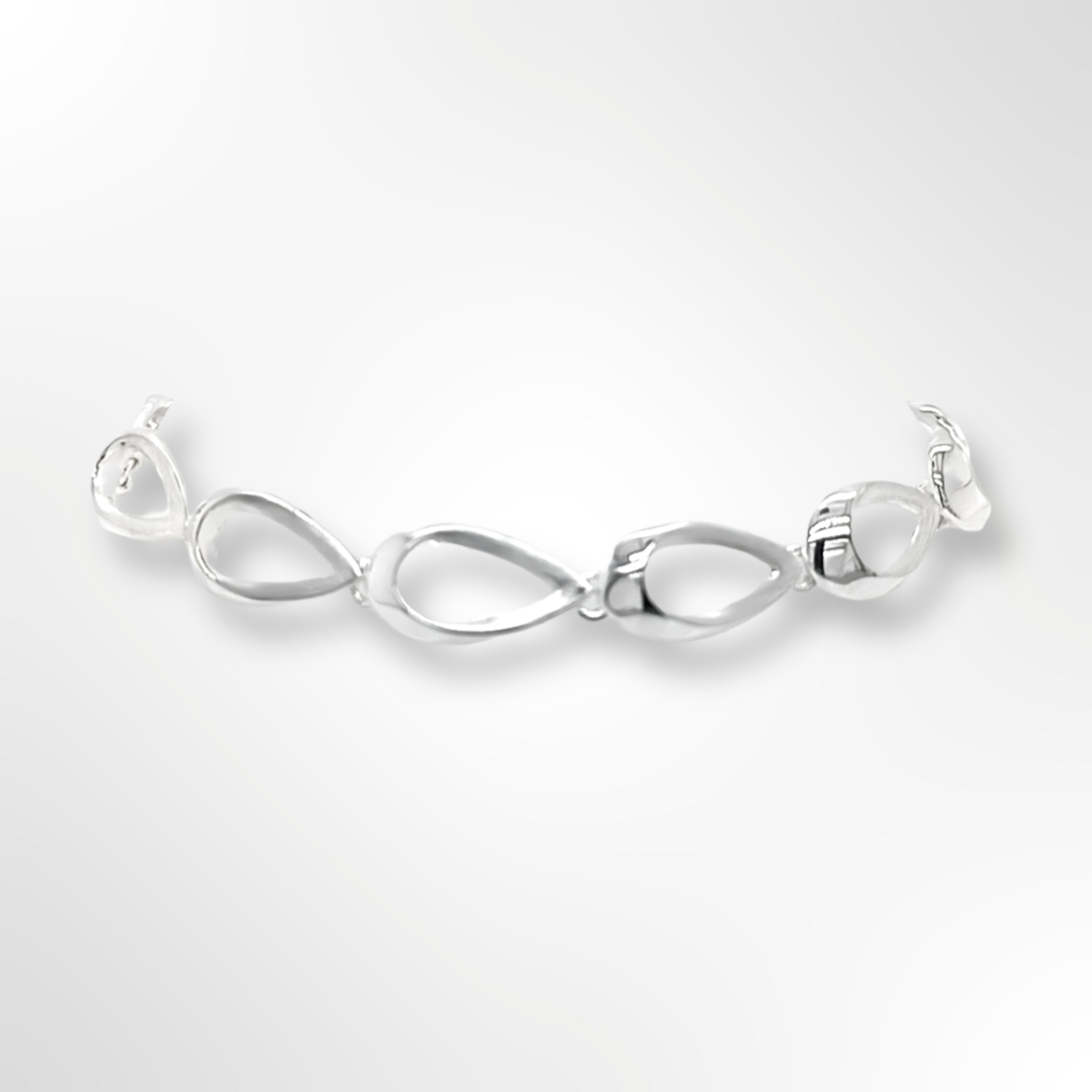 Silver Satin & Polish Open Tear Bracelet