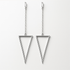 Pair of triangle-shaped earrings on a light grey background