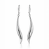Silver wave-shaped earrings on a white background