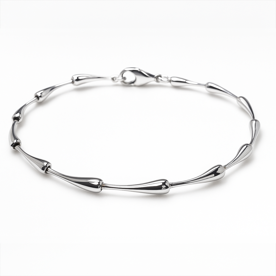 Silver bracelet on a white background