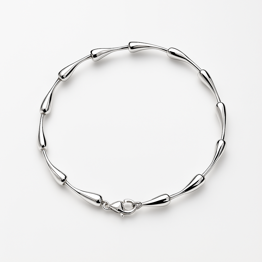 Silver bracelet on a white background