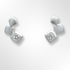 Pair of silver earrings with cubic zirconia on a white background