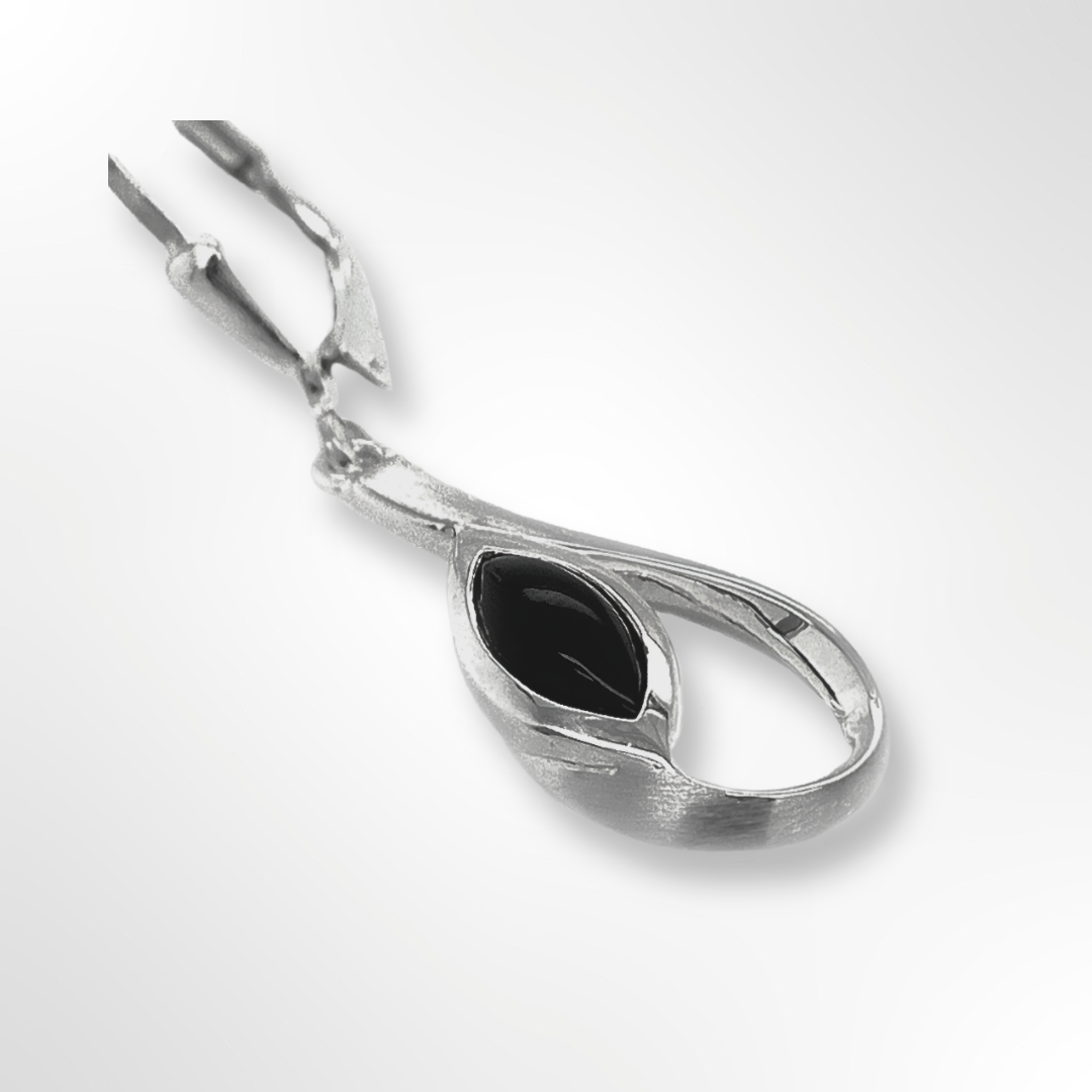 Silver and Black Onyx Loop Drop Earrings