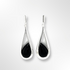 Silver Black Onyx Open Teardrop Drop Earrings