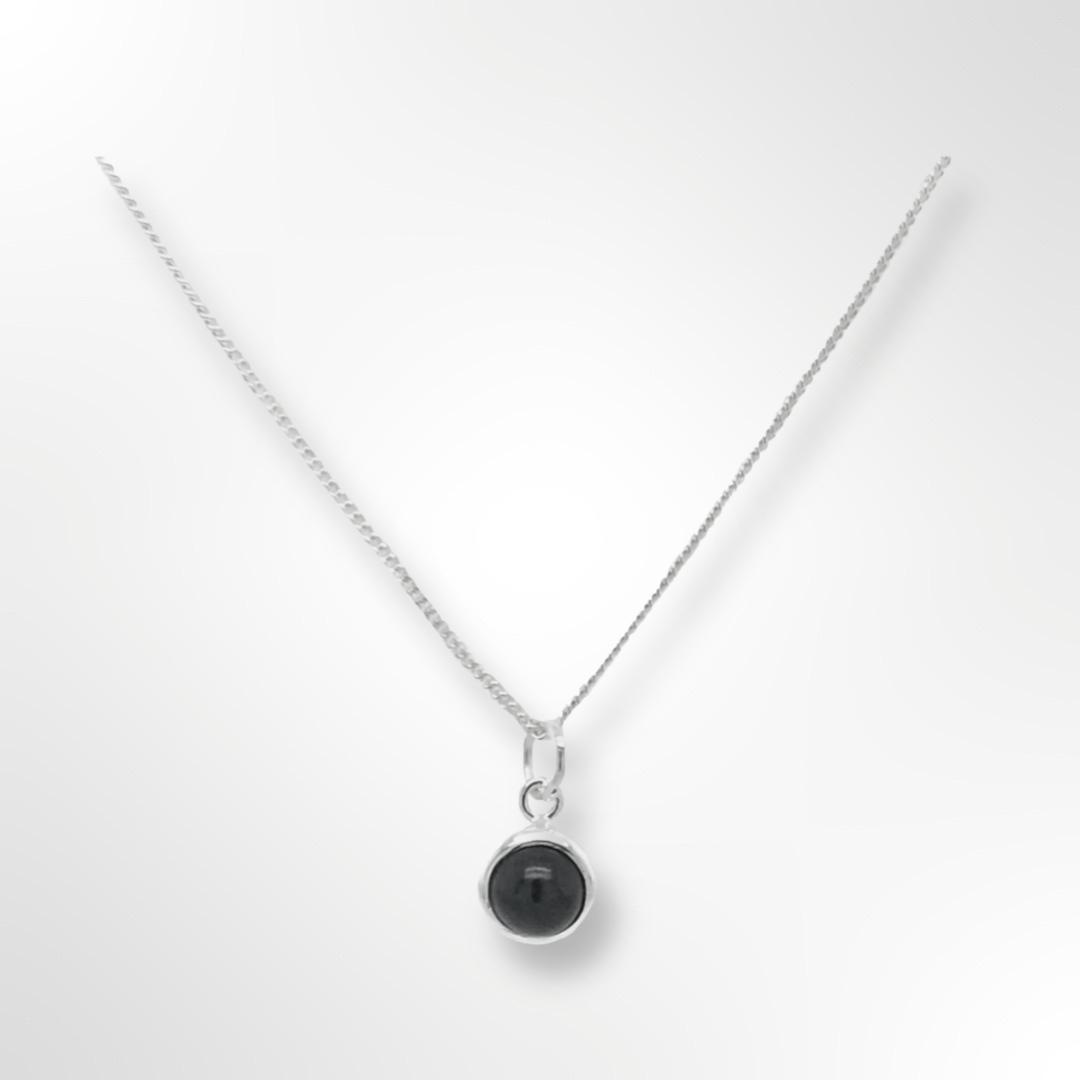 Silver Orbit Onyx Pendant & Chain