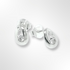 Silver and CZ Loop Stud Earrings