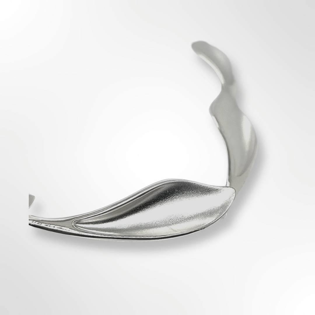 Sterling Silver Matt Concave Leaf Shaped Link Necklace