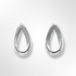 Silver Satin & Polish Open Tear Stud Earrings