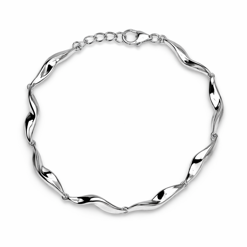 Silver Polished Link Bracelet on a white background