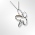 Sterling Silver Large Flower Pendant with Gold Plated Detail