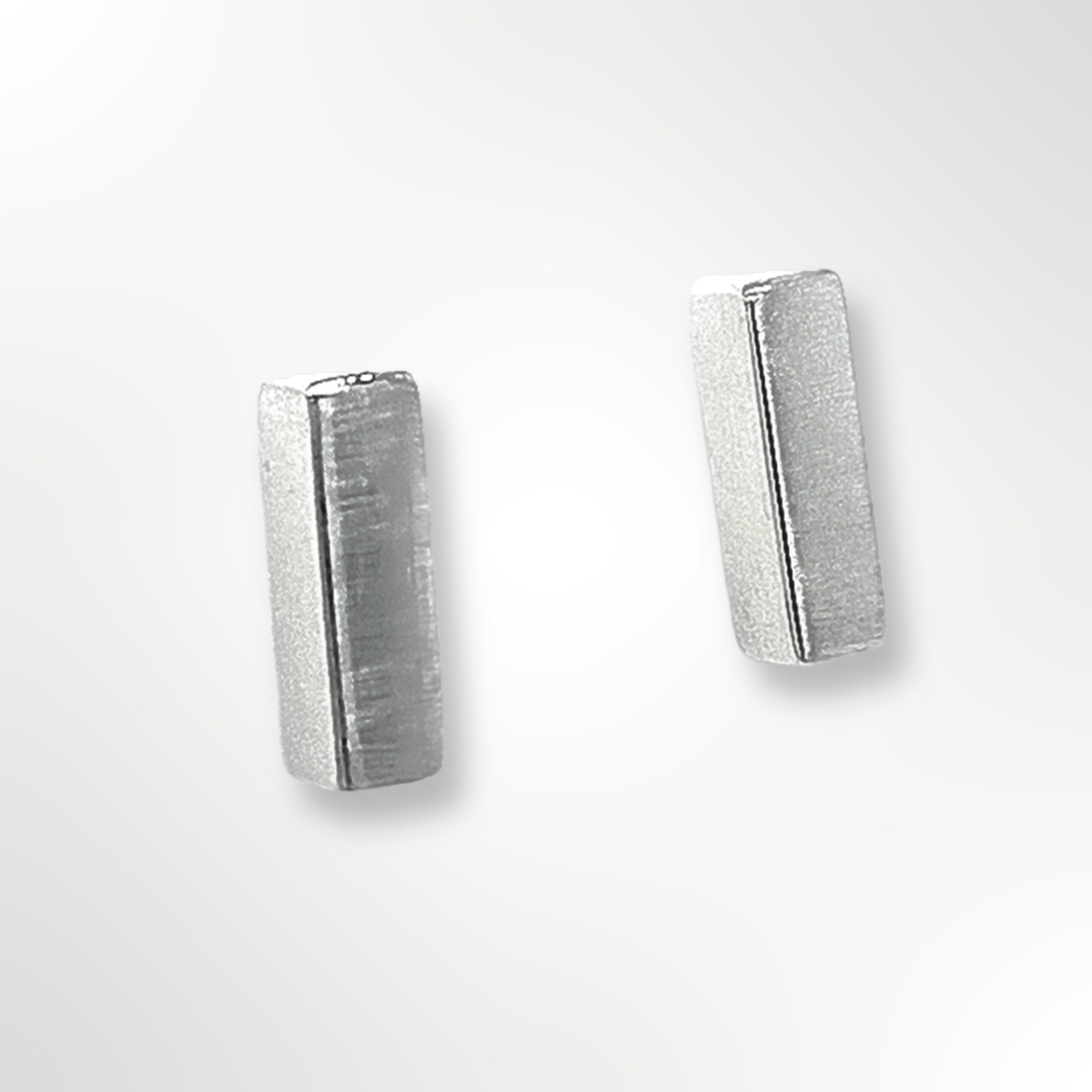 Silver Satin Rectangular Stud earrings