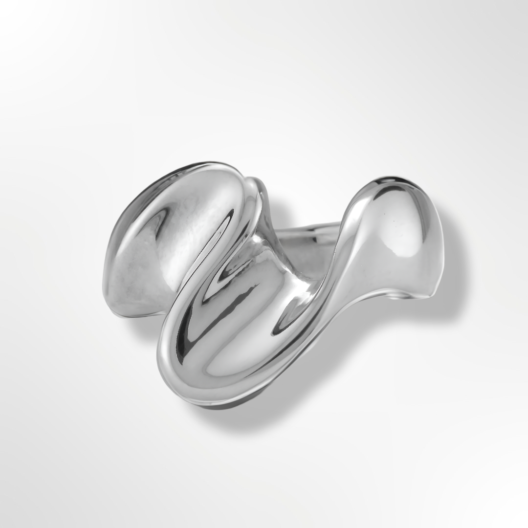 Silver High Polished Wave Ring