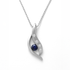 Silver pendant with a blue gemstone on a white background