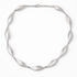 Silver Satin Leaf Link Collar Necklace on a white background
