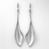 Pair of silver leaf-shaped earrings on a light grey background