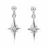 Silver Star Drop Earrings on a white background