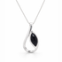 Silver pendant with a black stone on a white background