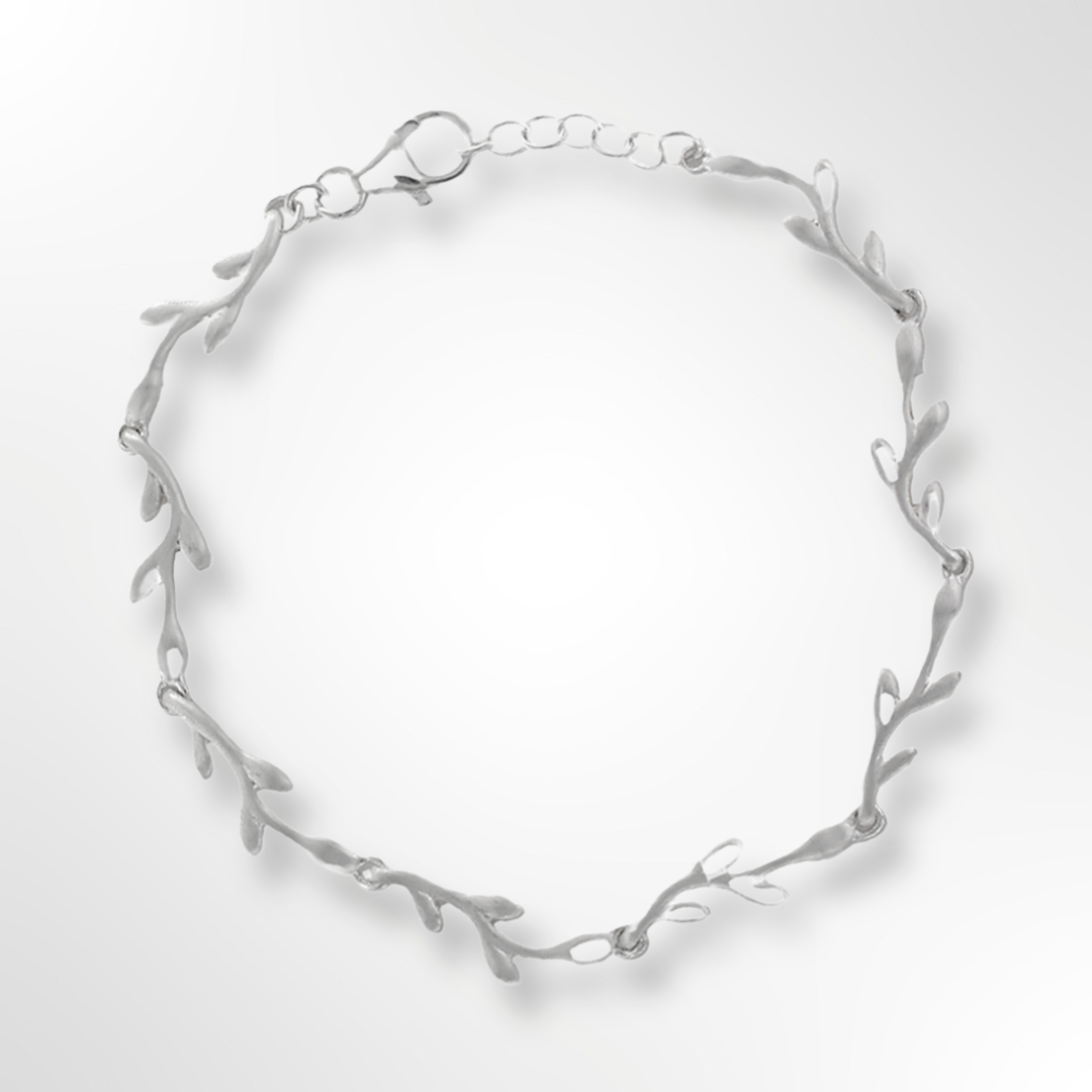 Silver Satin Finish Twig Design Bracelet
