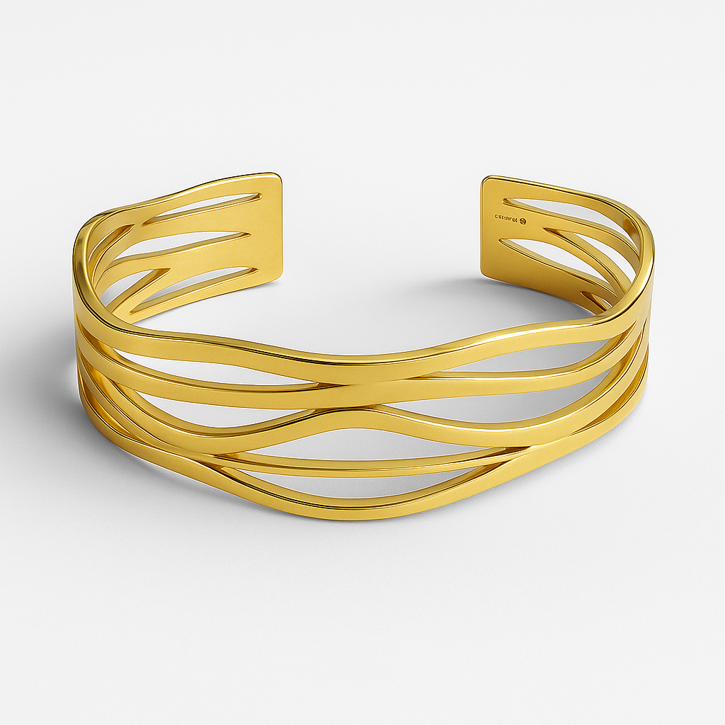 Silver Gold Plated Organic Bangle on a white background