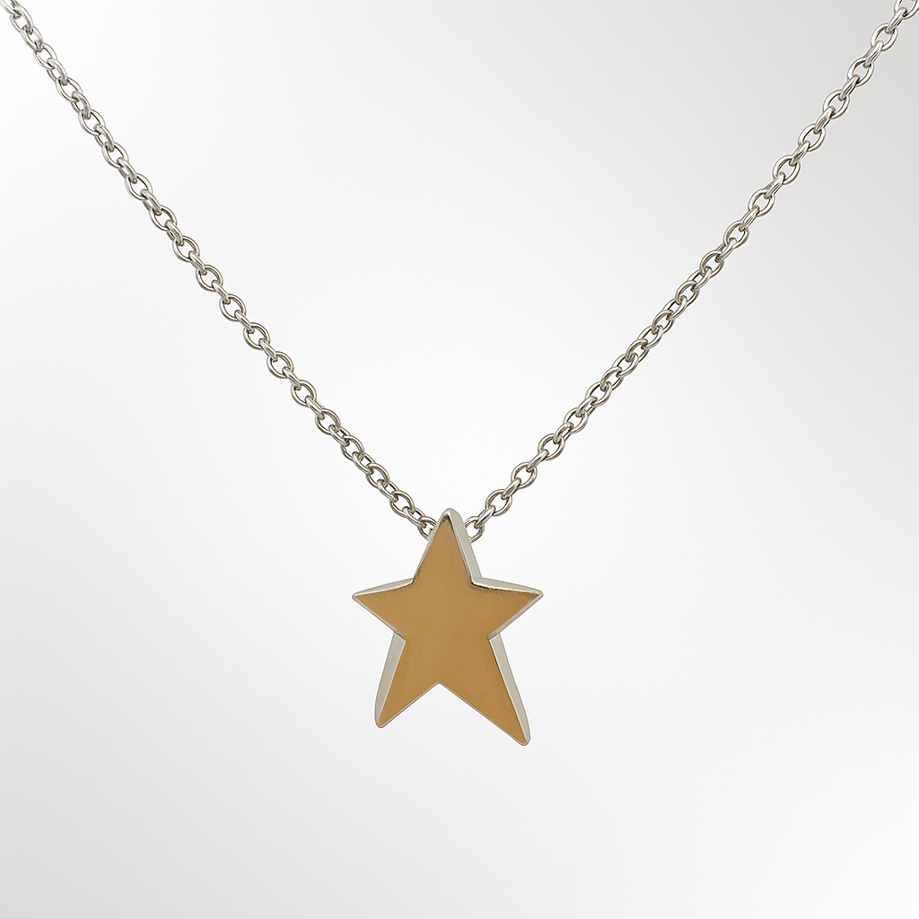 Silver and Gold Star Necklace Pendant