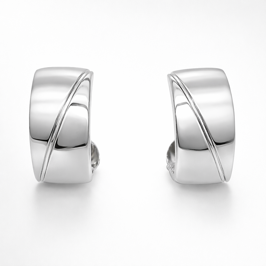Siler Clip On Earrings with Diagonal Stripe n a white background