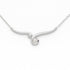 Silver necklace with a small round pendant and a moonstone on a white background