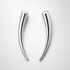 Pair of silver curved earrings on a light grey background
