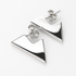 Pair of silver triangle earrings on a white background