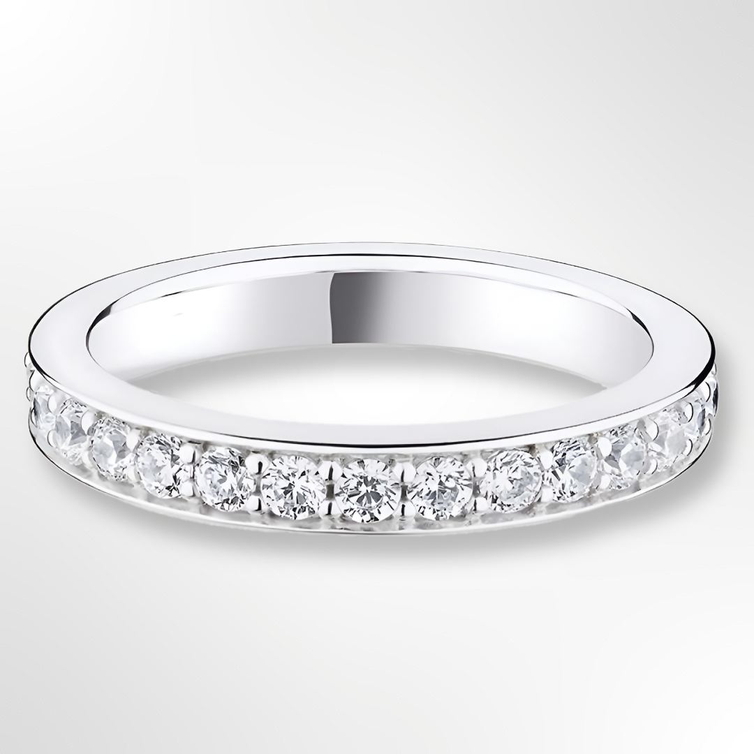 Platinum Round Brilliant Cut Grain Set Diamond Wedding Ring 0.50ct