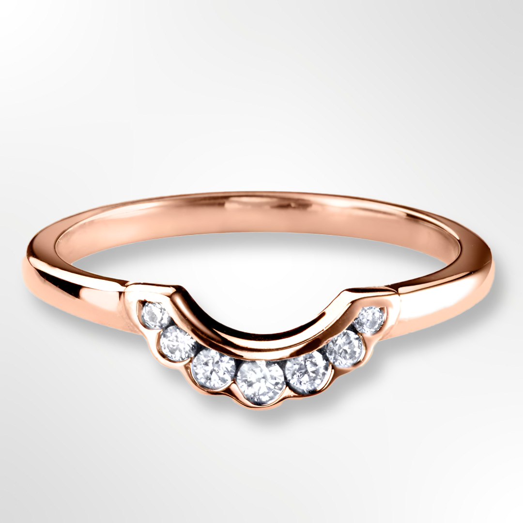 Rose Gold Curve Shaped Demi Flush Set Diamond Wedding Ring