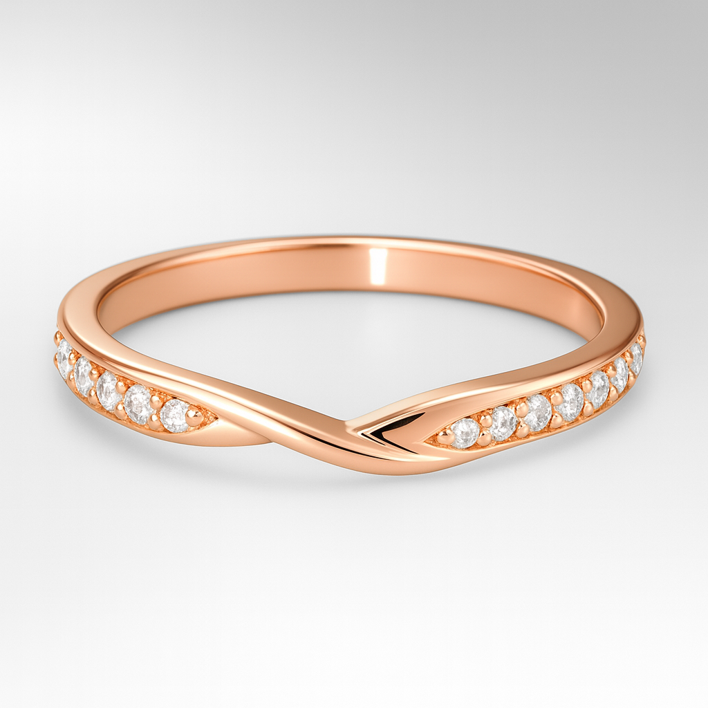 Rose Gold Diamond Wedding Ring on a white background