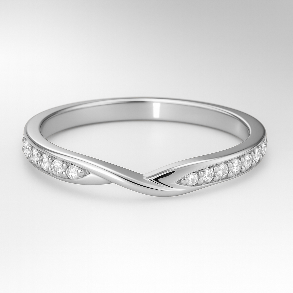 White Gold Diamond Wedding Ring on a white background