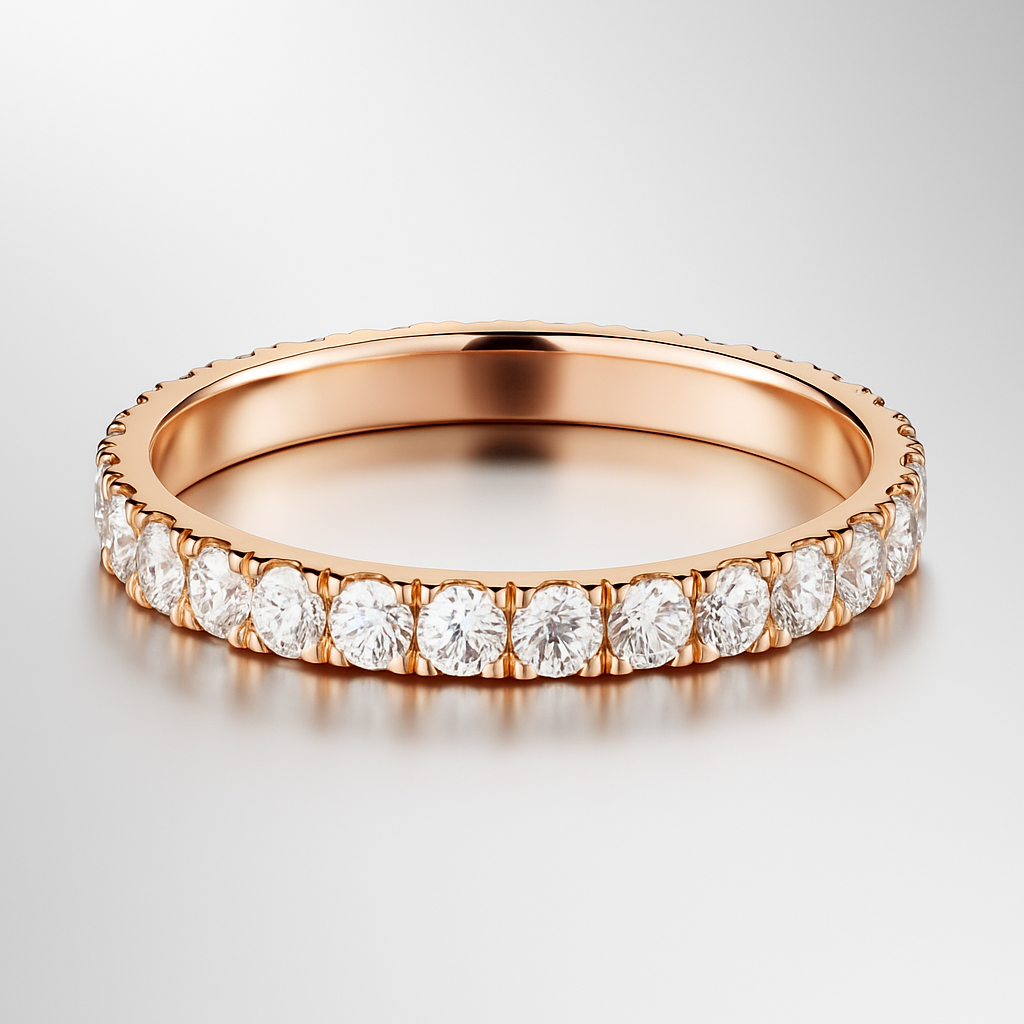 Full Diamond Claw Set Wedding Ring Rose Gold 2.5mm
