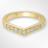 Yellow Gold V Shaped Diamond Wedding Ring on a White Background