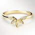 Yellow Gold Shaped Diamond Wedding Ring on a Grey Background