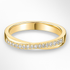 Yellow Gold Shaped Crossover Diamond Wedding Ring on a White Background