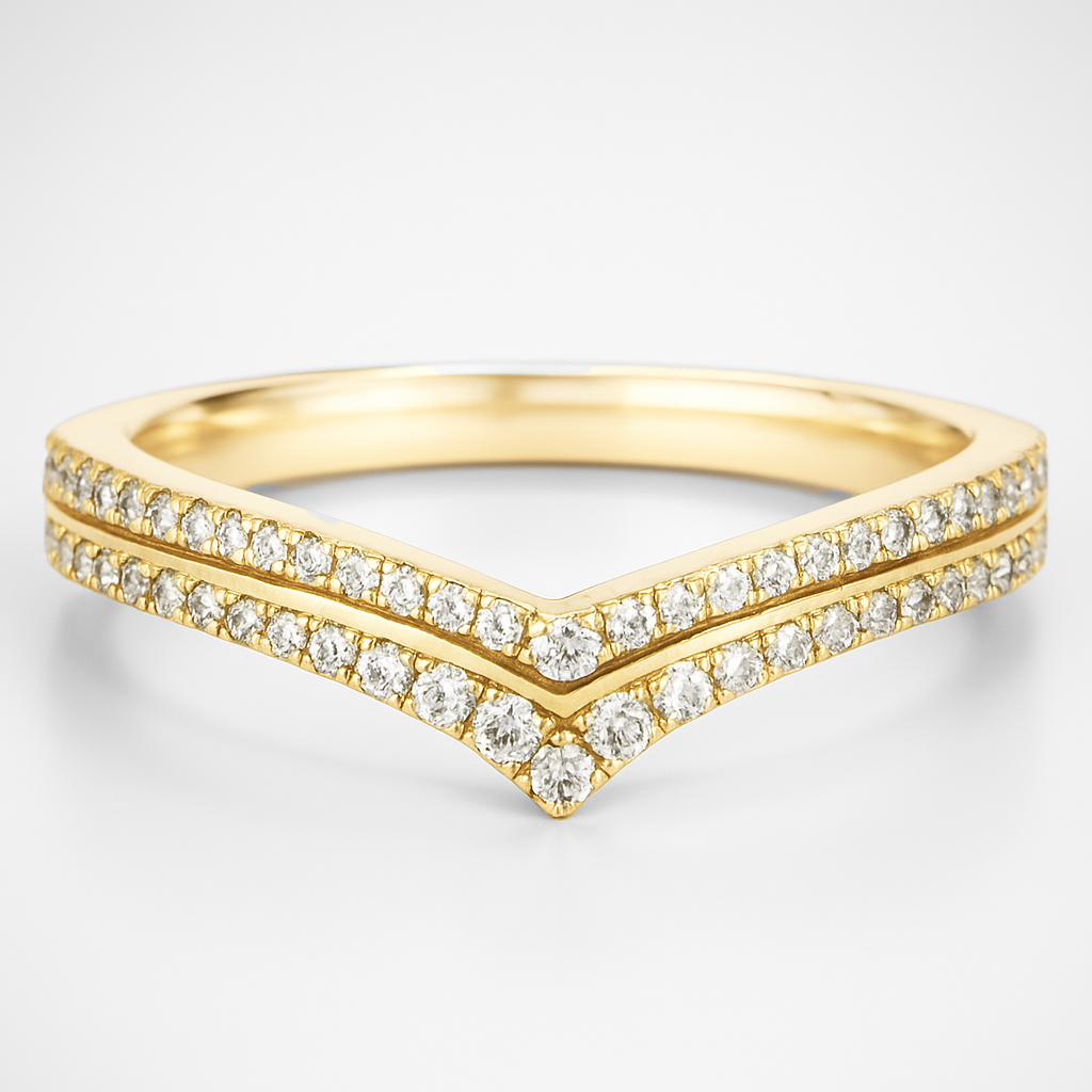 Yellow Gold Diamond Wedding Ring on a white background