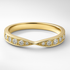 Yellow Gold wedding ring with embedded diamonds on a white background