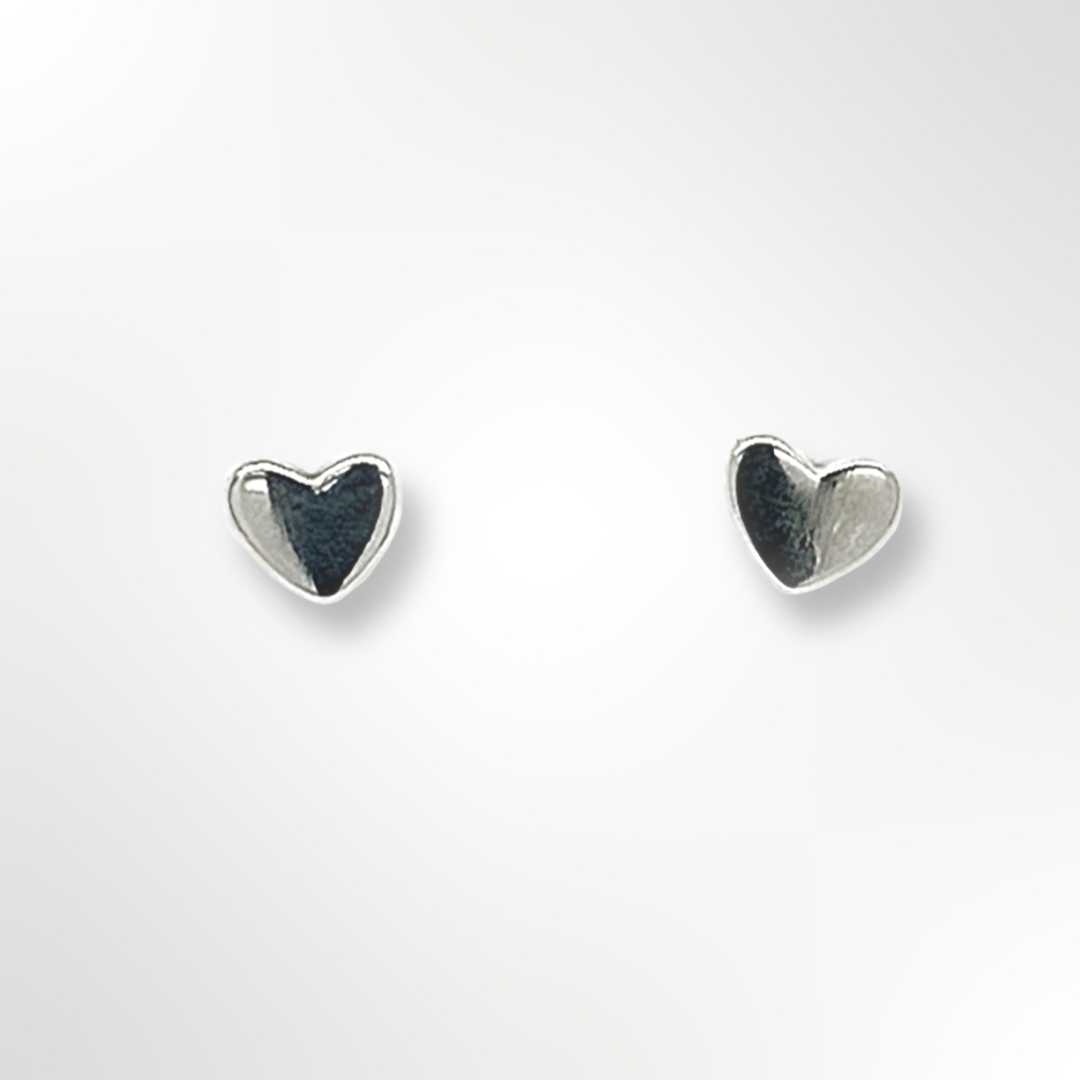 Silver Small Polished Heart Stud earrings