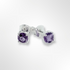 Silver Round Amethyst 4 Claws Set Stud Earrings 